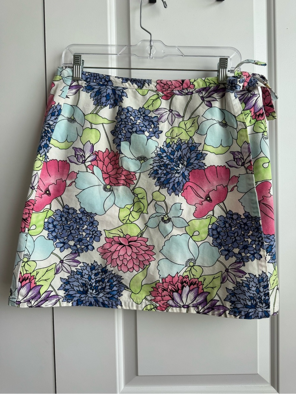 VTG Bill Blass Floral Faux Wrap Skort 10P Side Tie 90s